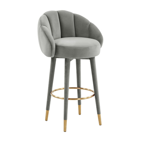 Timeless Minimalist Modern Upholstered Velvet Barrel Bar Stool