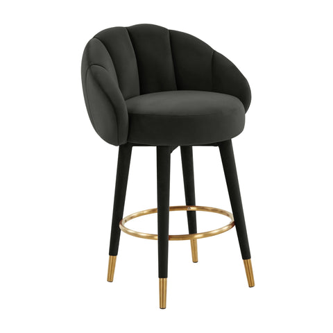 Timeless Minimalist Modern Upholstered Velvet Barrel Bar Stool