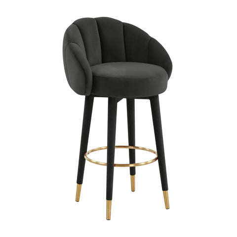 Timeless Minimalist Modern Upholstered Velvet Barrel Bar Stool
