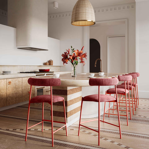 Timeless Minimalist Modern Upholstered Velvet Bar Stool