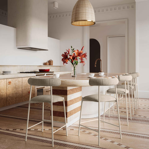 Timeless Minimalist Modern Upholstered Velvet Bar Stool