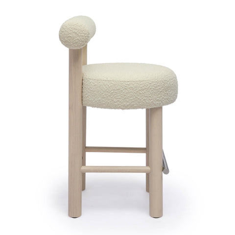 Timeless Minimalist Modern Upholstered Boucle Counter Stool