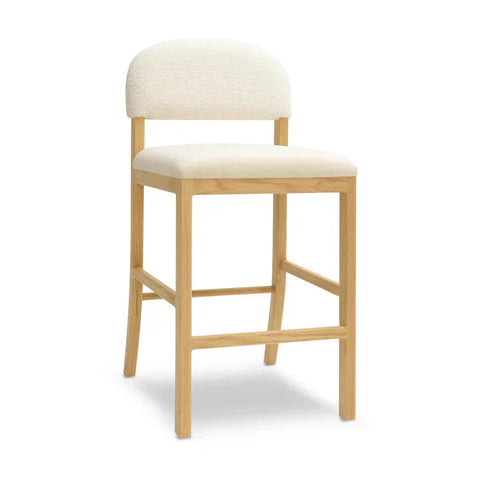 Timeless Minimalist Rustic Oak Upholstered Counter Stool