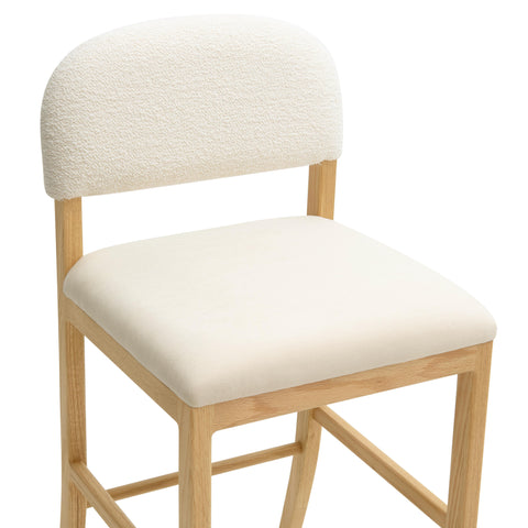 Timeless Minimalist Rustic Oak Upholstered Counter Stool