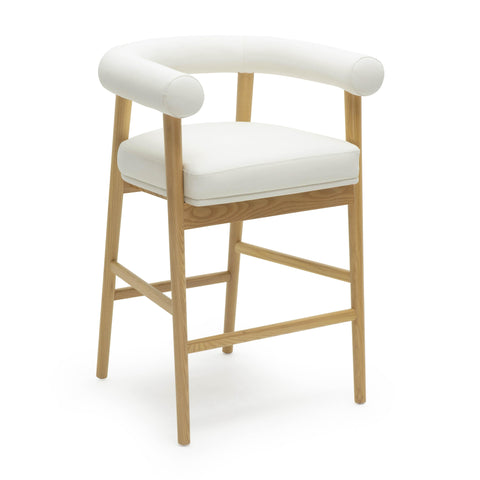 Soft Scandinavian Barrel Upholstered Counter Stool