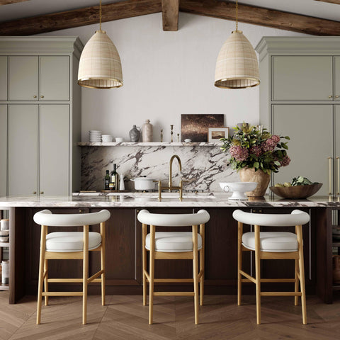 Soft Scandinavian Barrel Upholstered Counter Stool