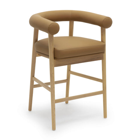 Soft Scandinavian Barrel Upholstered Counter Stool