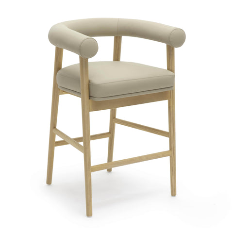 Soft Scandinavian Barrel Upholstered Counter Stool