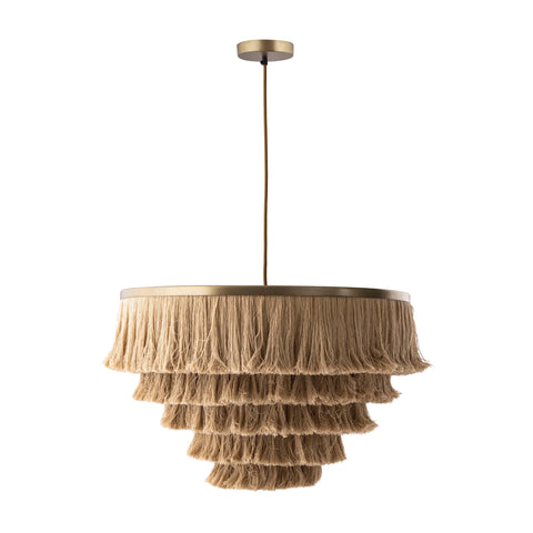 Sarai Tiered Bohemian Pendant Light in Natural Drum Design
