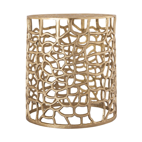 Sophia Contemporary Round Drum Accent Table with Fretwork