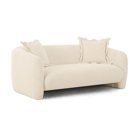Lou Contemporary Beige Loveseat Sofa with Square Armrests