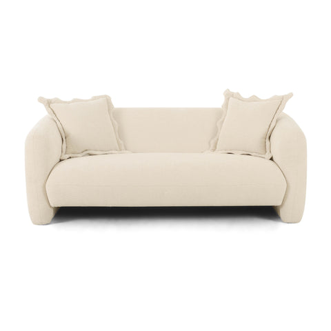 Lou Contemporary Beige Loveseat Sofa with Square Armrests