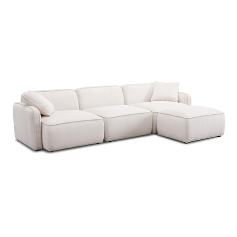 Travie Contemporary Modular Sectional in Corduroy L-Shape Sofa