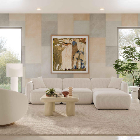 Travie Contemporary Modular Sectional in Corduroy L-Shape Sofa