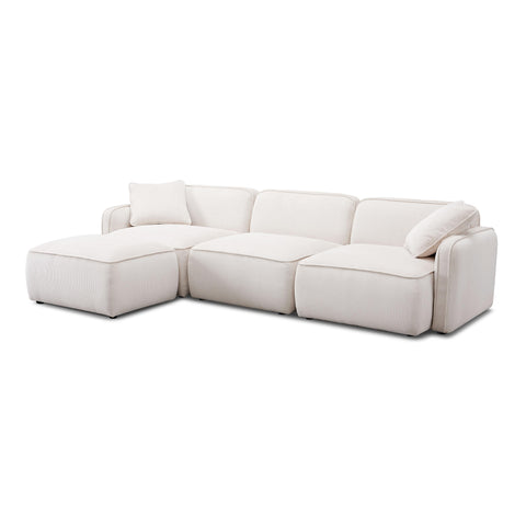 Travie Contemporary Modular Sectional in Corduroy L-Shape Sofa