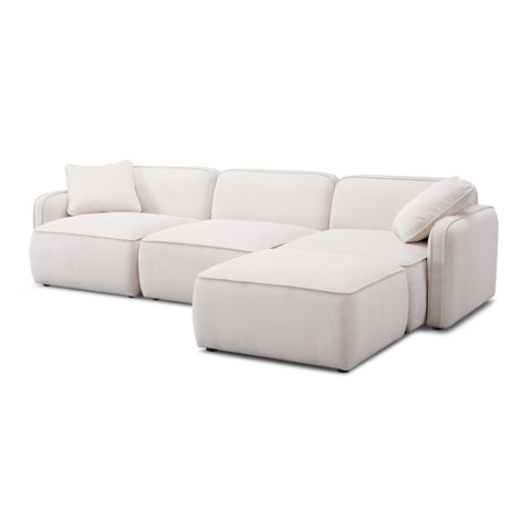 Travie Contemporary Modular Sectional in Corduroy L-Shape Sofa