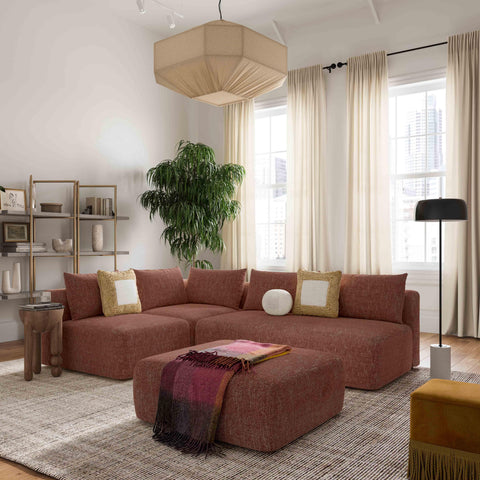 Modern Modular Sofa with Armrests and Loose Cushions