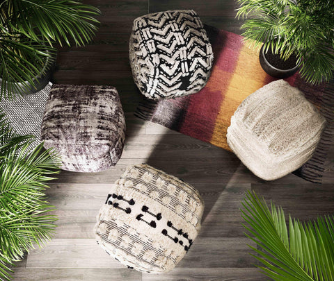 Timeless Minimalist Bohemian Hand Woven Pouf Ottoman