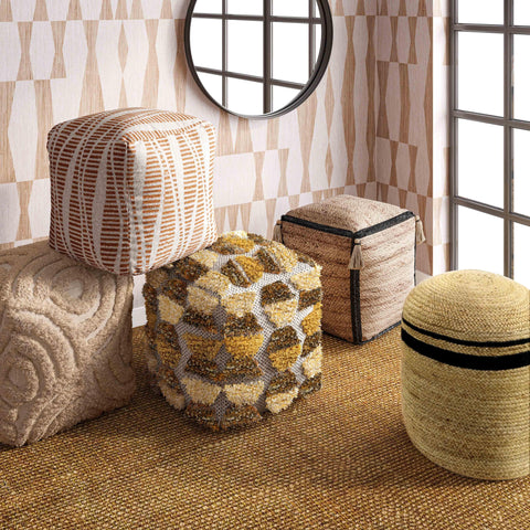 Timeless Minimalist Bohemian Handmade Pouf Ottoman