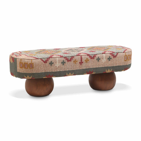 Artful Traditionalist Bohemian Hand Woven Accent Bench