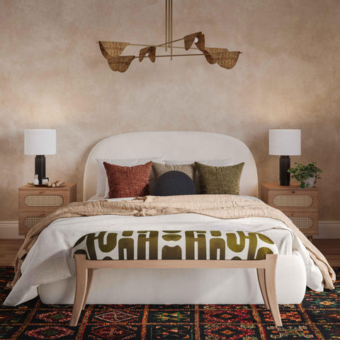 Timeless Minimalist Bohemian Upholstered Accent Bench