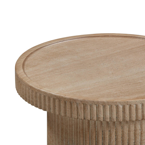 Space Saving Center Table with Fluted Drum Base Accent Table