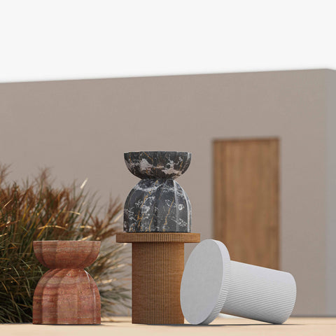 Space Saving Center Table with Fluted Drum Base Accent Table