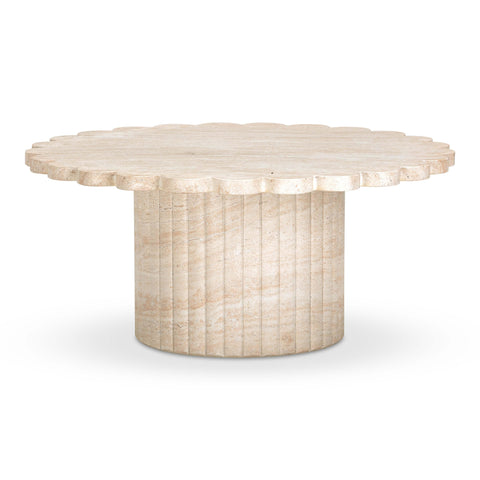 TOV Furniture Contemporary Freeform Drum Coffee Table with Fluted Base - 36 W