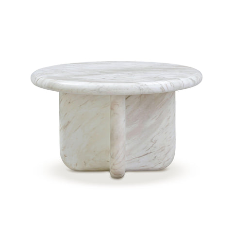 Outdoor Living & Garden Round Marble Drum Coffee Table