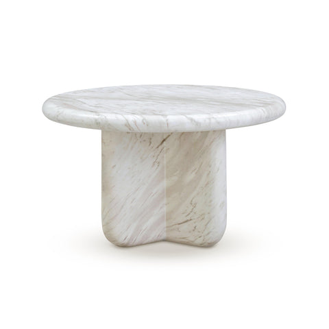 Outdoor Living & Garden Round Marble Drum Coffee Table