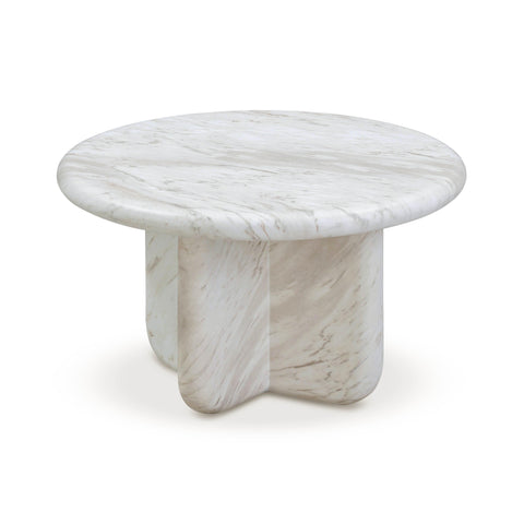 Outdoor Living & Garden Round Marble Drum Coffee Table