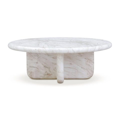 Outdoor Living & Garden Round Marble Drum Coffee Table
