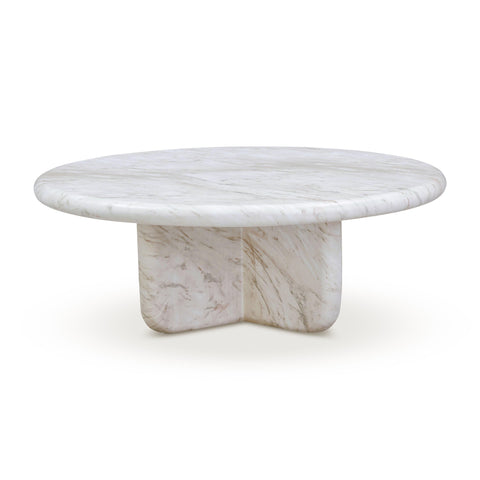 Outdoor Living & Garden Round Marble Drum Coffee Table