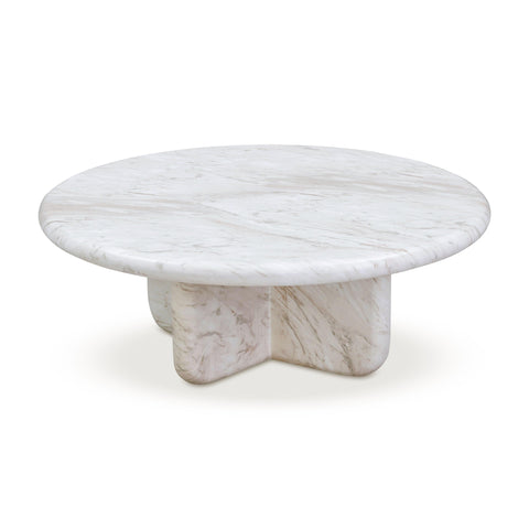 Outdoor Living & Garden Round Marble Drum Coffee Table