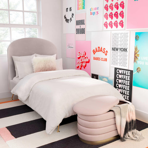 Space Saving Modern Velvet Storage Bench with Plinth Base