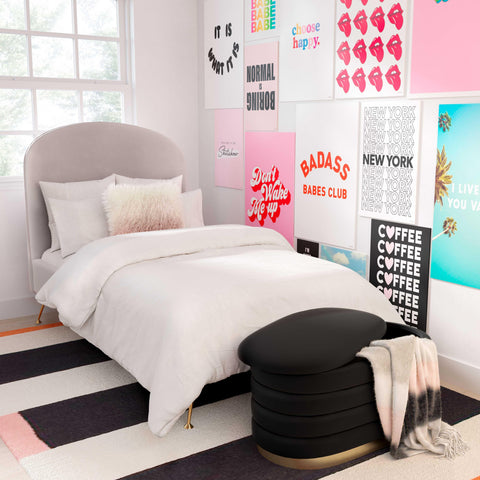 Space Saving Modern Velvet Storage Bench with Plinth Base