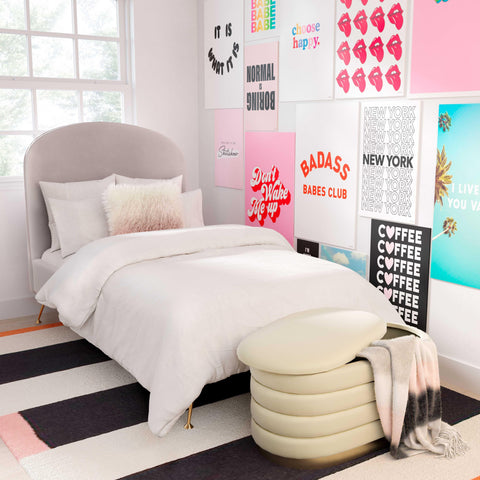 Space Saving Modern Velvet Storage Bench with Plinth Base