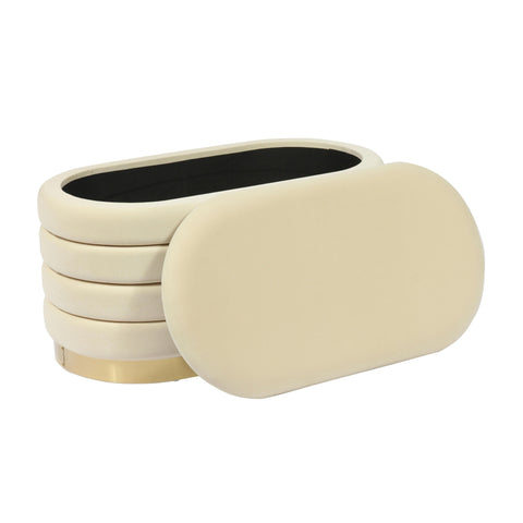 Space Saving Modern Velvet Storage Bench with Plinth Base