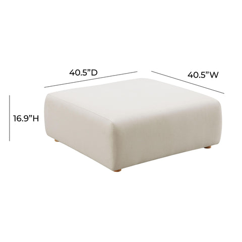 Timeless Minimalist Cocktail Ottoman with Pad Feet in Cream