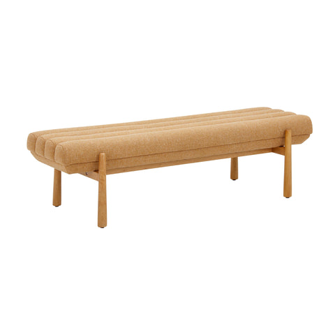 Soft Scandinavian Upholstered Lounge Bench with Block Legs