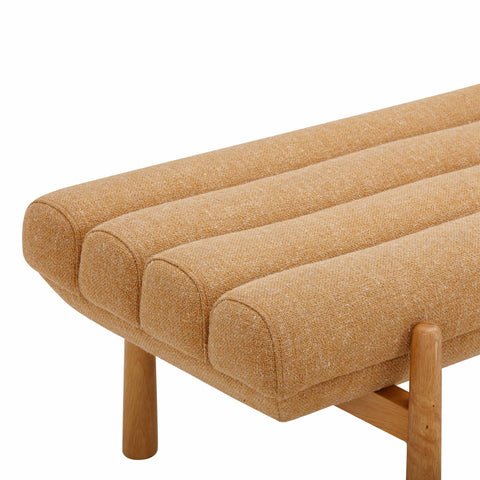 Soft Scandinavian Upholstered Lounge Bench with Block Legs