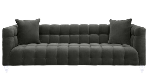 Bea Contemporary Velvet Tuxedo Sofa with Button Detailing