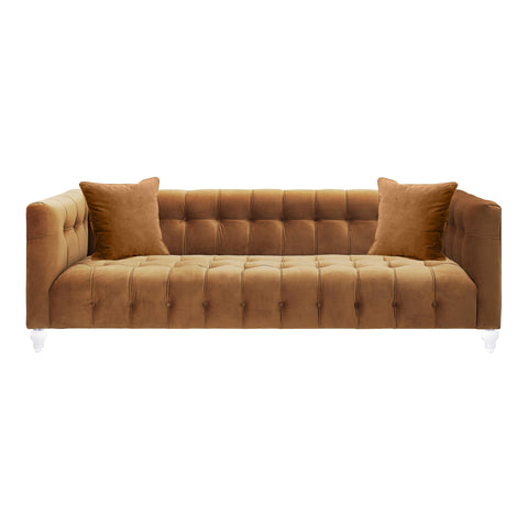 Bea Contemporary Velvet Tuxedo Sofa with Button Detailing