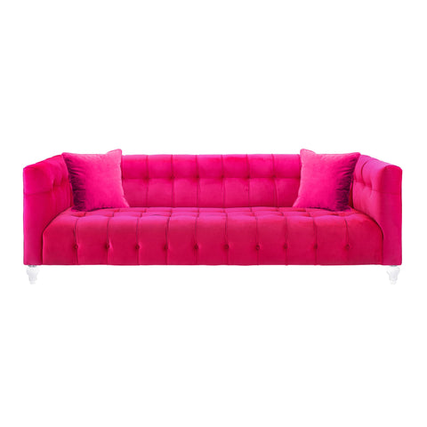 Bea Contemporary Velvet Tuxedo Sofa with Button Detailing