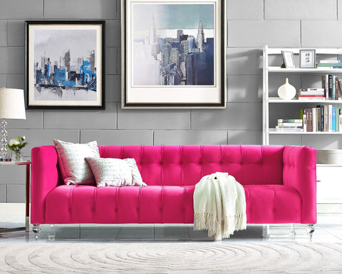 Bea Contemporary Velvet Tuxedo Sofa with Button Detailing