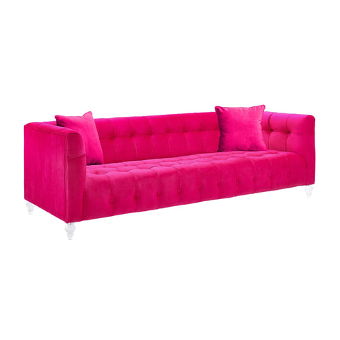 Bea Contemporary Velvet Tuxedo Sofa with Button Detailing