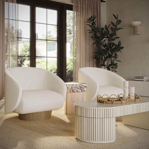 Timeless Minimalist Modern Barrel Accent Chair with Plinth Base