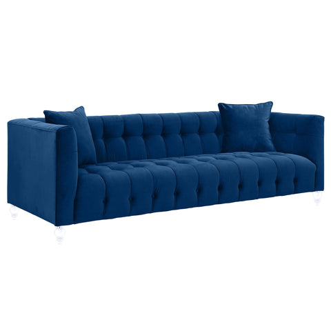 Bea Contemporary Velvet Tuxedo Sofa with Button Detailing