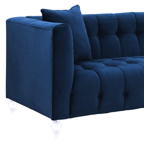 Bea Contemporary Velvet Tuxedo Sofa with Button Detailing