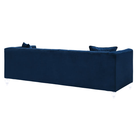 Bea Contemporary Velvet Tuxedo Sofa with Button Detailing